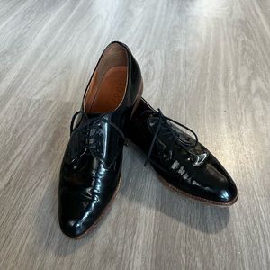 Madewell Bobbie Patent Leather Oxford Shoes Black Shiny Glossy Sz 8.5